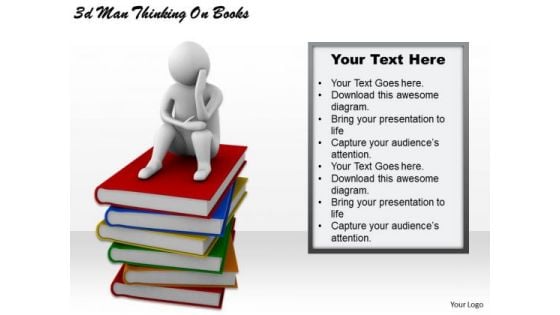 Creative Marketing Concepts 3d Man Thinking Books Business Statement