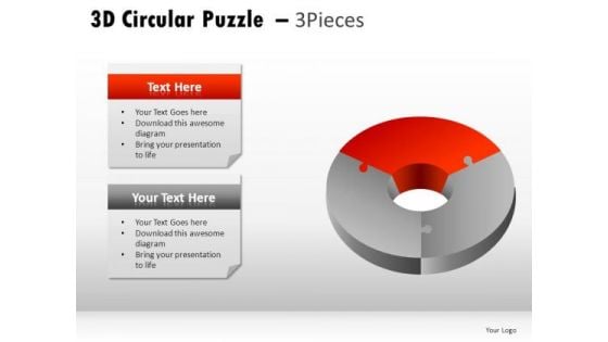 Creativity 3d Circular Puzzle 3 Pieces PowerPoint Slides And Ppt Diagram Templates