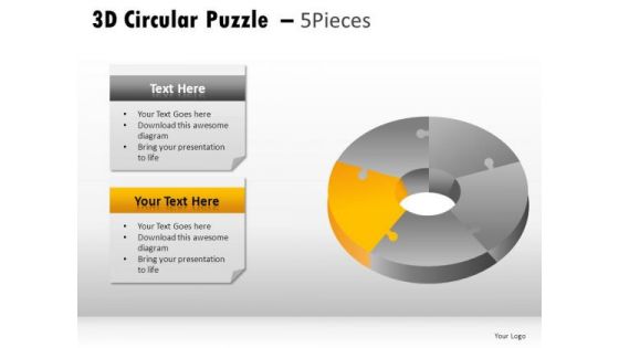 Creativity 3d Circular Puzzle 5 Pieces PowerPoint Slides And Ppt Diagram Templates