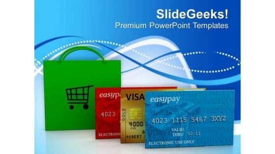 Credit Card With Shopping Bag PowerPoint Templates Ppt Backgrounds For Slides 0413