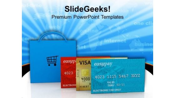 Credit Cards For Shoping Banking Theme PowerPoint Templates Ppt Backgrounds For Slides 0413