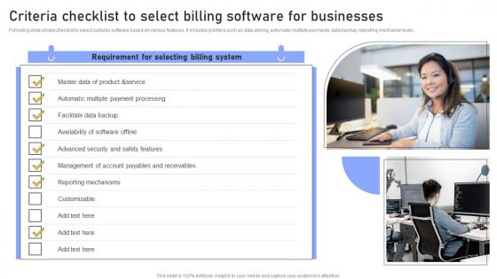 Criteria Checklist Select Billing Enhancing Customer Service Operations Using CRM Technology Portrait Pdf