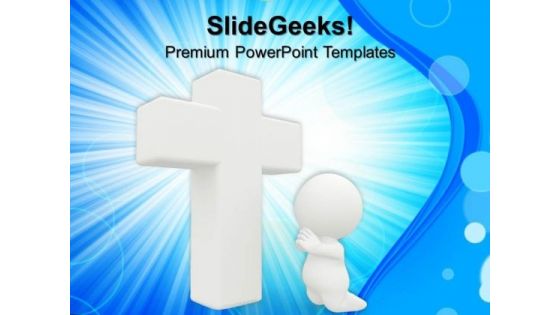 Cross 3d Man Praying Christmas PowerPoint Templates And PowerPoint Themes 0712