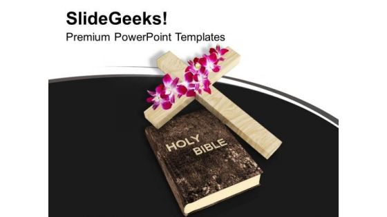 Cross And Bible On White Background PowerPoint Templates Ppt Backgrounds For Slides 1212