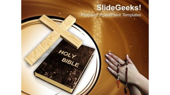 Cross And Bible Prayer Christianity PowerPoint Templates Ppt Backgrounds For Slides 1212