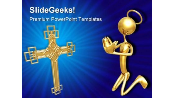 Cross And Prayer Religion PowerPoint Themes And PowerPoint Slides 0811