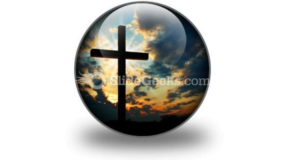 Cross At Sunset PowerPoint Icon C