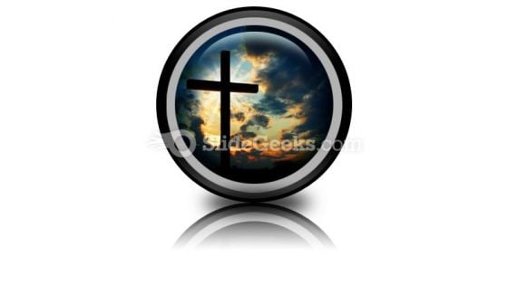 Cross At Sunset PowerPoint Icon Cc