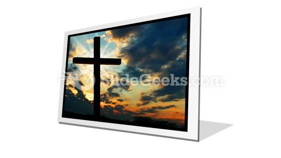 Cross At Sunset PowerPoint Icon F
