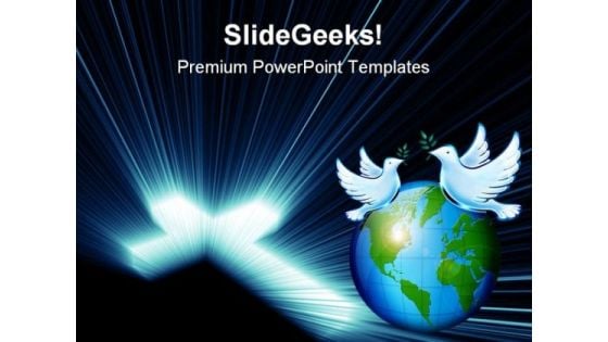 Cross Blue Lights Globe PowerPoint Templates And PowerPoint Backgrounds 0211