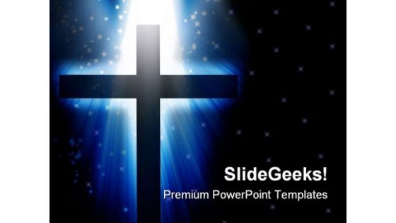 Cross Light Religion PowerPoint Template 0610