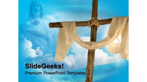 Cross Line Cloth And Sky Christian PowerPoint Templates And PowerPoint Themes 0712