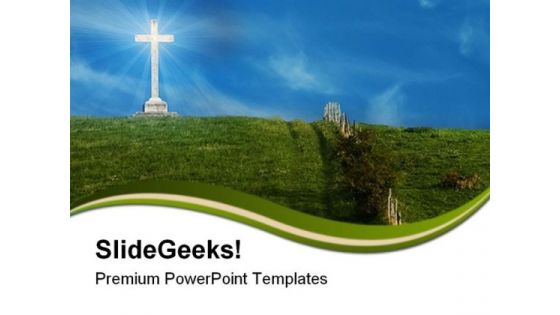 Cross On The Hill Religion PowerPoint Templates And PowerPoint Backgrounds 0811