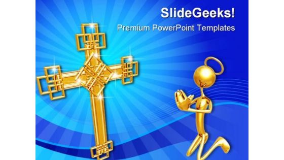 Cross Prayer Religion PowerPoint Template 0610 Cross Prayer Religion PowerPoint Template 0610
