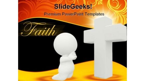 Cross Prayer Religion PowerPoint Template 0910