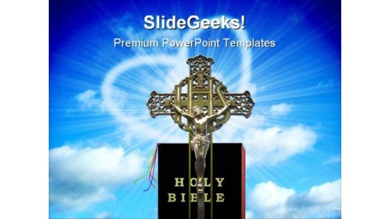 Cross With Bible Religion PowerPoint Template 1110