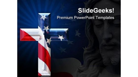 Cross With Usa Flag Americana PowerPoint Templates And PowerPoint Backgrounds 0711