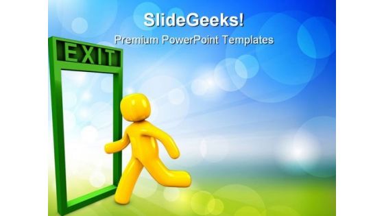Crossing Exit Door Metaphor PowerPoint Themes And PowerPoint Slides 0911 Crossing Exit Door Metaphor PowerPoint Themes And PowerPoint Slides 0911