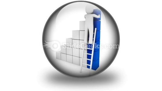 Cube Ladder Blue PowerPoint Icon C