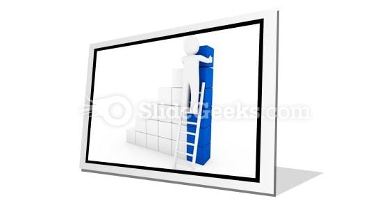 Cube Ladder Blue PowerPoint Icon F