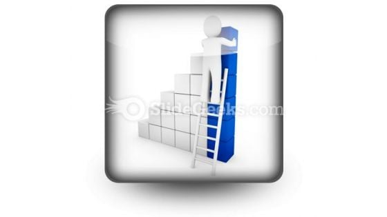 Cube Ladder Blue PowerPoint Icon S