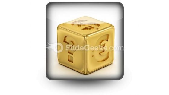 Cube With Currency Signs PowerPoint Icon S