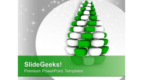 Cubed White Green Pine Tree Innovative Design PowerPoint Templates Ppt Backgrounds For Slides 0113