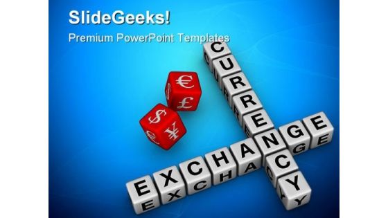Currency Exchange Dice Business PowerPoint Backgrounds And Templates 1210