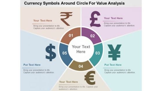 Currency Symbols Around Circle For Value Analysis PowerPoint Templates