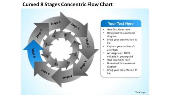 Curved 8 Stages Concentric Flow Chart Ppt Business Plan For PowerPoint Slides