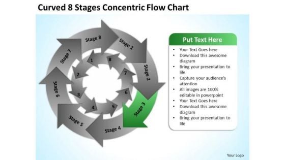 Curved 8 Stages Concentric Flow Chart Ppt Business Plan PowerPoint Slides