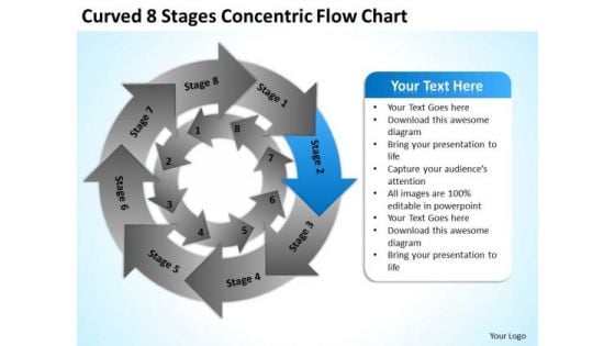 Curved 8 Stages Concentric Flow Chart Ppt Business Plans PowerPoint Templates