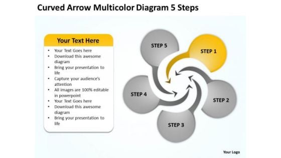Curved Arrow Multicolor Diagram 5 Steps Online Business Plan Free PowerPoint Templates Curved Arrow Multicolor Diagram 5 Steps Online Business Plan Free PowerPoint Templates