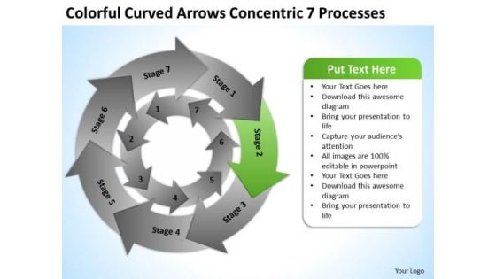 Curved Arrows Concentric 7 Processess Ppt Business Plan PowerPoint Templates