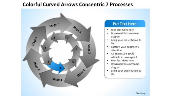 Curved Arrows Concentric 7 Processess Ppt Business Plan Template Download PowerPoint Templates