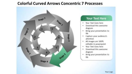 Curved Arrows Concentric 7 Processess Ppt Formulating Business Plan PowerPoint Templates