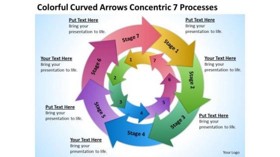 Curved Arrows Concentric 7 Processess Ppt Sample Nonprofit Business Plan PowerPoint Templates