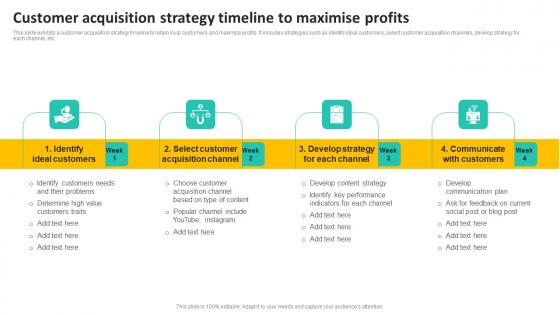 Customer Acquisition Strategy Timeline To Maximise Profits Graphics Pdf