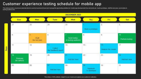 Customer Experience Testing Schedule For Mobile App Themes Pdf