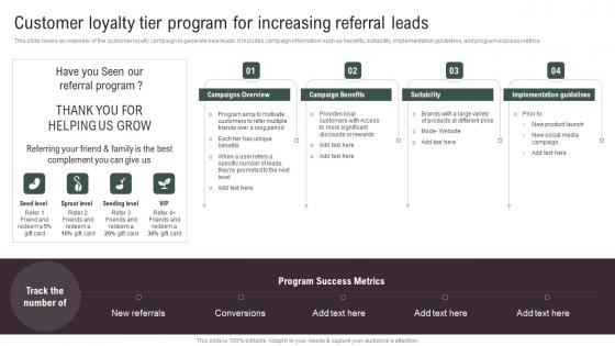 Customer Loyalty Tier Program Implementing Social Media Tactics For Boosting WOM Brochure Pdf