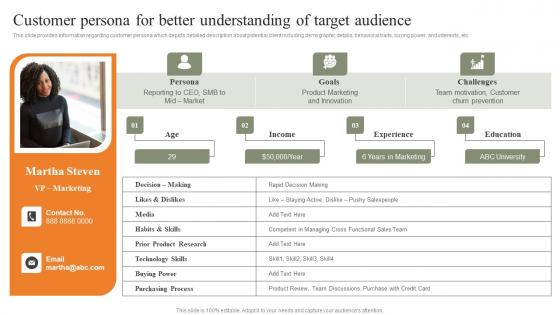 Customer Persona For Better Understanding Of Target Audience Strategies For Achieving Inspiration Pdf