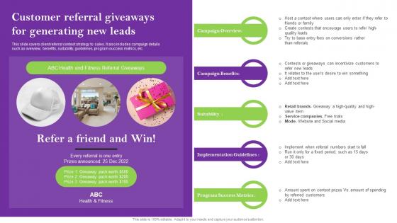 Customer Referral Giveaways For Generating New Sales Techniques For Achieving Designs Pdf