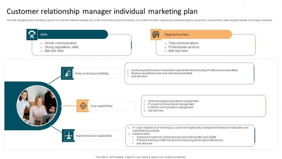 Customer Relationship Manager Individual Marketing Plan Icons Pdf