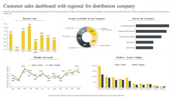 Customer Sales Dashboard With Regional For Distribution Company Brochure Pdf