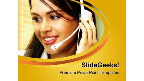 Customer Service Operator Business PowerPoint Templates And PowerPoint Backgrounds 0811