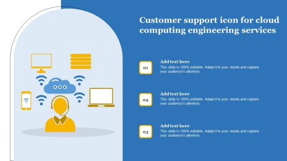 Customer Support Icon For Cloud Computing Engineering Services Background Pdf