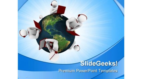 Customer Support Network Globe PowerPoint Templates And PowerPoint Backgrounds 0611