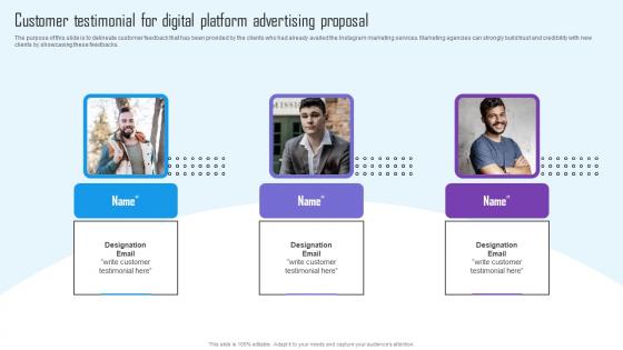 Customer Testimonial For Digital Platform Advertising Proposal Elements Pdf