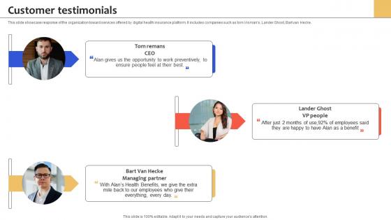 Customer Testimonials Health Insurance Services Management Platform Pitch Deck Customer Testimonials Health Insurance Services Management Platform Pitch Deck