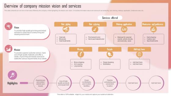 Customizing The Salon Experience Overview Of Company Mission Vision And Services Strategy SS V Customizing The Salon Experience Overview Of Company Mission Vision And Services Strategy SS V